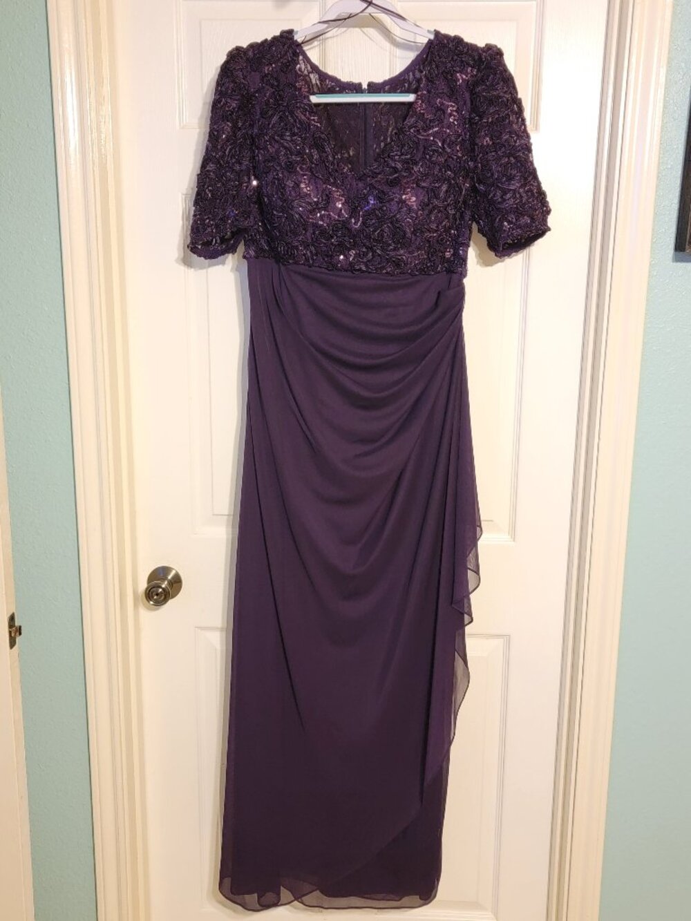 Alex Evenings Deep Plum Formal Dress Women's Sz 14 for Mother of Groom/Bride